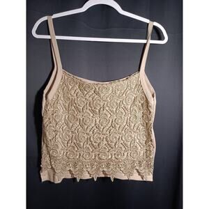 Awesome Wear Brown Lace Embroidered Floral Crop Top Women’s 3X Boho Festival